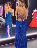 Niulatu Backless Royal Blue Mermaid Prom Dress, Long Evening Dress HZ0113