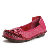 Niulatu Summer Shoes Woman Casual Breathable Flats Ladies Ethnic Style Floral Shoes Plus Size 42 Mom Shallow Loafers DJSE