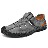 Niulatu Summer Sandals Men Breathable Leather Shoes Man Retro Outdoor Men Sandals Antiskid Beach Sandals Hollow Shoes Footwear DJSE