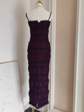 Niulatu Sheath Spaghetti Straps Grape Sleeveless Party Dress Holiday Birthday Dresses For Women SD357