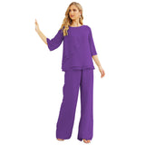 Niulatu Chiffon Mother of The Bride Dress Plus Size Pant Suits Ruffle HZ1007