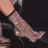 Niulatu New Mesh Net Bling Crystal Women Shoes Woman Summer Over The Knee Boot Thin High Heels Sexy Party Sandals Female DJSE