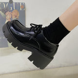 Niulatu To School Uniform Shoes Small Leather Shoes Female British Girl Japanese Wild Black Retro Mary Jane Shoes Lolita Platform Shoes Low Hee DJSE