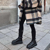Niulatu Fashion Women Mid Calf Boots Flat Platform Chunky Heels Bottom Female High Boots Autumn Fashion Goth Black Shoes DJSE
