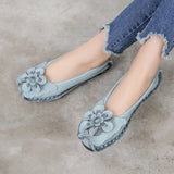 Niulatu 2025 Soft Genuine Leather Flat Shoes Women Flats with Flowers Ladies Shoes Women Designers Loafers Slip On DJSE
