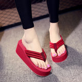 Niulatu Women Summer Shoes Woman 2025 Wedge Rubber Flip Flops Heeled Mules Candy Colors Platform Female Beach Slippers White 39 DJSE