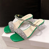 Niulatu Crystal Sandals For Women 2025 Summer Transparent Heels Slippers Female Fashion Rhinestone Party Slides Shoes Woman DJSE