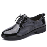 Niulatu Women Brogue Shoes Platform Autumn Patent Leather Black Casual Flats Lady Derby Classic Varnish Oxfords Female Footwear DJSE