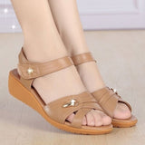 Niulatu Summer Sandals for Women Wedge Mid Heel Flat Designer Aged Shoes Slipper DJSE