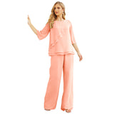Niulatu Chiffon Mother of The Bride Dress Plus Size Pant Suits Ruffle HZ1007
