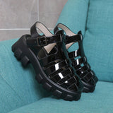 Niulatu New brand Fashion Shoes Women Thick Heel Platform PU Leather Sandals For Woman 2025 Outdoor Ins Casual Footwear heels DJSE