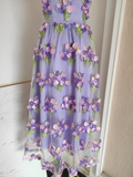 Niulatu A line Straps Sleeveless Lilac Floral Party Dress Short Birthday Outfits SD383