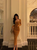 Niulatu Mermaid Square neckline Orange Prom Dresses Birthday Outfits Evening Gown SD1105