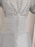 Niulatu A Line Scoop Neckline Silver Gray Satin Dinner Party Dresses Birthday Outfits SD399