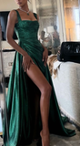 Niulatu Straps Long Prom Dress With Pleat Charming Green Evening Dress HZ1007