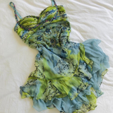 Niulatu Spaghetti Straps Beaded Sequin Ruffles Chiffon Evening Dress Outfits HZ0113