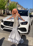 Niulatu Satin Diamond Prom Dress Long Mermaid Evening Dress HZ1007