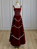 Niulatu Red Velvet A-line Evening Dress HZ1007