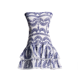 Niulatu Sheath Strapless Blue Lace Vacation Dress Short Birthday Dresses SD173