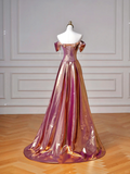 Niulatu Purple Satin Beaded Mermaid Prom Dress Off The Shoulder Long Evening Dress HZ1007
