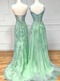 Niulatu Mermaid Sweetheart Mint Green Tulle Lace Prom Dresses Party Evening Dress HZ1110