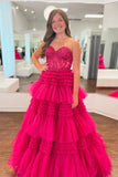 Niulatu A-Line Sweetheart Tiered Tulle Prom HZ1007