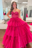 Niulatu A-Line Sweetheart Tiered Tulle Prom HZ1007