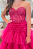 Niulatu A-Line Sweetheart Tiered Tulle Prom HZ1007