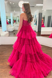 Niulatu A-Line Sweetheart Tiered Tulle Prom HZ1007