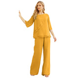 Niulatu Chiffon Mother of The Bride Dress Plus Size Pant Suits Ruffle HZ1007