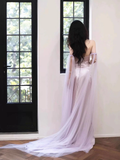 Niulatu Purple Satin Long Evening Dress Sweetheart Prom Dress HZ1007