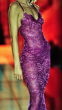 Niulatu Lace Mermaid Prom Dress Spaghetti Straps Purple Evening Gown HZ1007