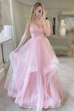Niulatu Tulle Long Prom Dresses Sweet A-Line Evening Dresses HZ1007