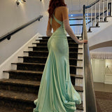 Niulatu Mermaid Halter Satin Prom Dress Evening Dress Formal Dress SD2176