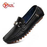 Niulatu Loafers Men Handmade Leather Shoes Casual Driving Flats Slip-on Shoes Moccasins Boat Shoes Black/White/Blue Plus Size DJSE