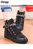 Niulatu Fashion Platform Shoes for Women Casual Rivet canvas shoes women high top sneakers Designer Flats High Quality Boots DJSE