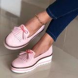 Niulatu Round Toe PU Ladies Loafers Shoes Slip on Rubber Platform Shoes Women Vulcanized Shoes Woman Autumn Sneakers Female Wedges DJSE