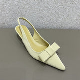 Niulatu 2025 Spring Women Slingback Sandals Fashion Bow-knot Buckle Ladies Pumps Shoes Thin Low Heel Pointed Toe Slip On Mules DJSE