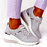 Niulatu Women's Shoes 2025 Summer Wedge Platform Casual Shoes Women Lace Up Sports Shoes Woman Plus Size Non Slip Breathable Sneaker DJSE