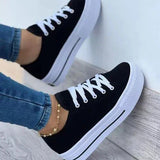 Niulatu Women's Canvas Shoes 2025 Summer European and American New Thick-soled Lace-up Canvas Shoes Women's Low-top Shoes DJSE