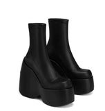 Niulatu Women Motorcycle Boots Strange Style High Heels Platform Woman Over The Knee High Boots Party Club Platform Boots Platform Shoes DJSE