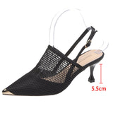 Niulatu Breathable Mesh Pumps Women 2025 Summer Pointed Toe High Heels Shoes Woman Slingbacks Thin Heeled Sandals Mujer DJSE