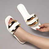 Niulatu Women's Slippers Retro Personality Big Button Flat Fashion Summer Beach Slides for Female Breathable Ladies Shoes DJSE