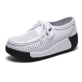 Niulatu Women Casual Shoes Genuine Leather Holes Platform Women Sneakers Shoes Cutout Suede Slip On Shoes Woman WSH3351 DJSE