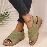 Niulatu Summer Women Platform Rome Sandals PU Leather Wedges Beach Sandalias Woman Open Toe Solid Casual Shoes Plus Size 43 DJSE