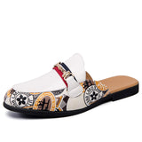 Niulatu Outdoor Mixed Colors Men Half Loafers Patent Leather Half Shoes Fashion Lightweight Slippers Breathable Man Casual Mules DJSE