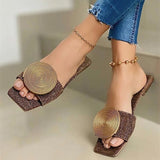 Niulatu Women's Casual Slippers Round Buckle Solid Flat Sandals Fashion Square Toe Comfortable Beach Shoes Plus Size Chinelo Nuvem DJSE