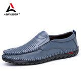 Niulatu Leather Men Shoes Summer Slip On Loafers Men Casual Leather Shoes Blue Flats Hot Sale Driving Shoes Moccasins DJSE