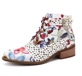 Niulatu Style Women Ankle Boots Print Floral High Heel Ladies Shoes Party Dancing Pumps Basic Leather Boots hjkm DJSE