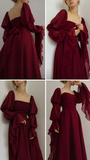 Niulatu Romantic A-Line Burgundy Prom Dress Evening Dress HZ1007